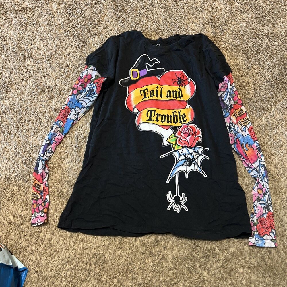 Toil & Trouble womens halloween shirt Jt Xl Tattoo Sleeves